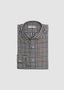 LUCIANO BARBERA CHECKERED LONG SLEEVE SPORT SHIRT IN CLASSIC NAVY BROWN