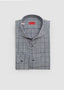 ISAIA LONG SLEEVE CHECKERED SPORT SHIRT IN BLUE AND WHITE GLEN