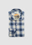 TINTORIA MATTEI LONG SLEEVE SPORT SHIRT IN BLUE OMBRE PLAID