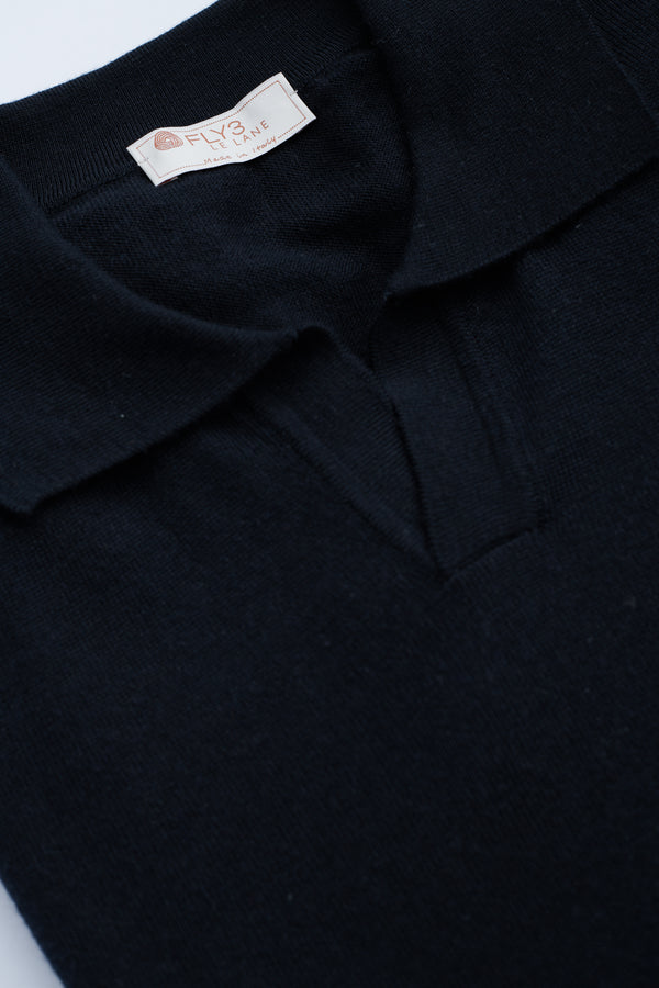 Merino Johnny Collar in Navy