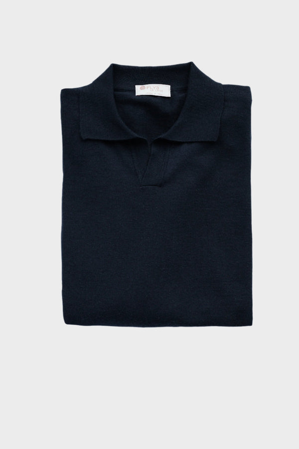 Merino Johnny Collar in Navy