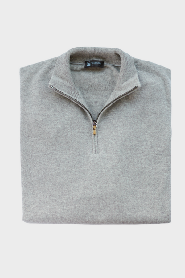 Cashmere Quarter Zip in Beige Melange