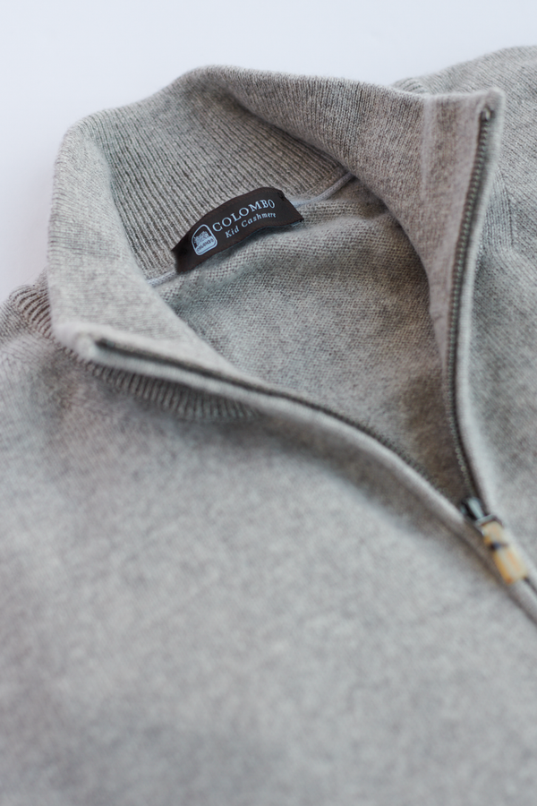 Cashmere Quarter Zip in Beige Melange