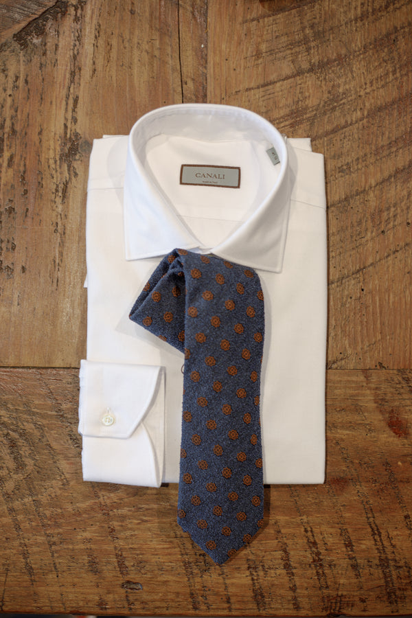 White Lyocell Bone Dress Shirt
