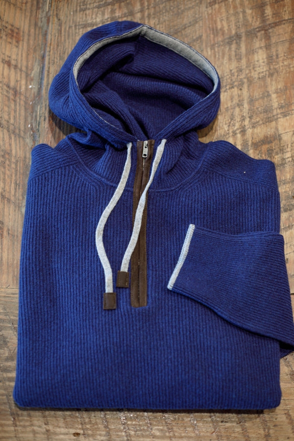 Hooded Quarter-Zip Sweater