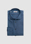 LUCIANO BARBERA SPREAD COLLAR CHECKERED LONG SLEEVE SPORT SHIRT IN BROWN & IN LIGHT BLUE