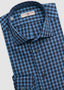 LUCIANO BARBERA SPREAD COLLAR CHECKERED LONG SLEEVE SPORT SHIRT IN BROWN & IN LIGHT BLUE