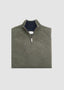 BEECROFT & BULL CASHMERE QUARTER ZIP WITH TIPPING IN OLIVE
