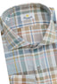 GIANNETTO PORTOFINO LONG SLEEVE SPORT SHIRT IN BLUE, YELLOW & BROWN DRIGGS PLAID