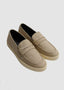 CANALI WOVEN SUEDE-TRIMMED PENNY LOAFERS IN TAN