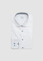 STENSTRÖMS LONG-SLEEVE SPORT SHIRT WITH FLORAL-PRINT TRIM IN WHITE
