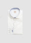 STENSTRÖMS LONG SLEEVE SPORT SHIRT IN WHITE WITH NAVY STRIPE PLACKET