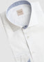 STENSTRÖMS LONG SLEEVE SPORT SHIRT IN WHITE WITH NAVY STRIPE PLACKET