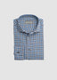 CANALI LONG SLEEVE SPORT SHIRT IN BLUE, GREY & WHITE TARTAN