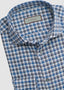 CANALI LONG SLEEVE SPORT SHIRT IN BLUE, GREY & WHITE TARTAN