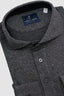 EMANUEL BERG LONG SLEEVE HERRINGBONE LUXE POLO IN CHARCOAL