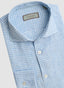 CANALI CHECKERED LINEN LONG SLEEVE SPORT SHIRT IN BLUE