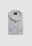 EMANUEL BERG LONG SLEEVE HERRINGBONE LUXE POLO IN LIGHT GREY