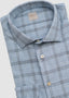 STENSTRÖMS LONG SLEEVE FLANNEL SPORT SHIRT IN BLUE WINDOWPANE