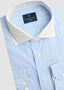 EMANUEL BERG STRETCH YOGA POPLIN DRESS SHIRT IN LIGHT PASTEL BLUE