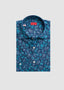 ISAIA LONG SLEEVE SPORT SHIRT IN BLUE AQUA