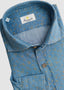 GIANNETTO PORTOFINO DENIM LONG SLEEVE SPORT SHIRT IN FLOWER PRINT
