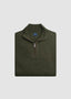 FEDELI CASHMERE SWEATER IN OLIVE GREEN WITH BROWN SUEDE TRIM