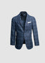 CANALI SOFT SPORT COAT IN NAVY & BLUE TEXTURED WINDOWPANE