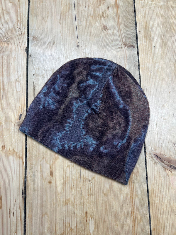 Cashmere Reversible Beanie in Scorched Brown Combo