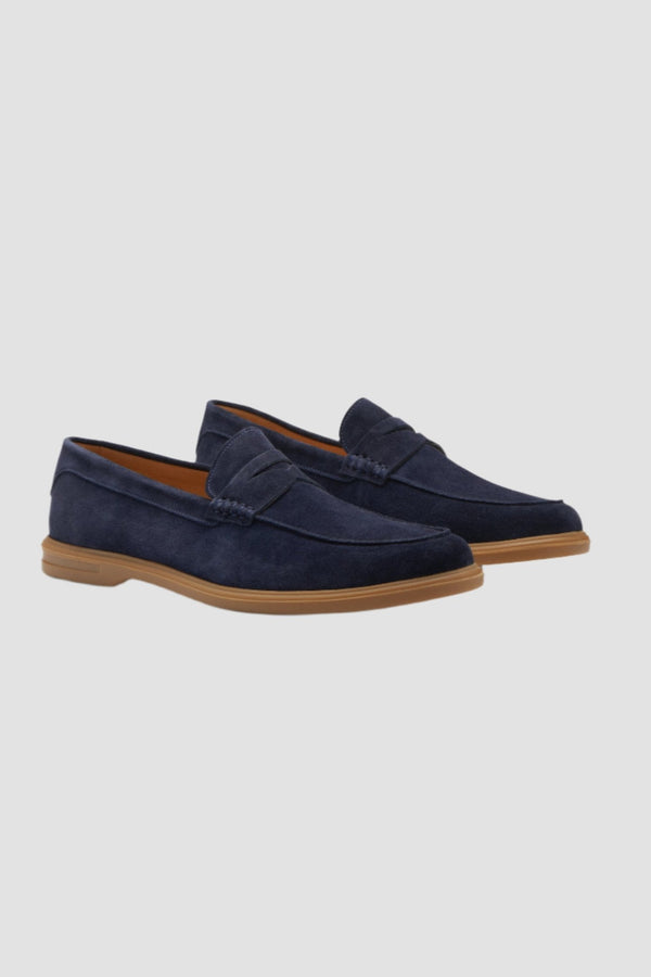 Suede Loafer In Dark Navy