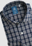 FINAMORE LONG SLEEVE SPORT SHIRT IN NAVY & WHITE PLAID