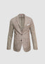 LUCIANO BARBERA TAN CREAM AND GREY PLAID SPORT COAT