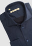 MAURIZIO BALDASSARI COTTON LYOCELL BONE LONG SLEEVE SPORT SHIRT IN DARK NAVY