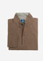 JOHNNIE-O RUBIN HERRINGBONE CASHMERE BLEND QUARTER ZIP PULLOVER IN BISON