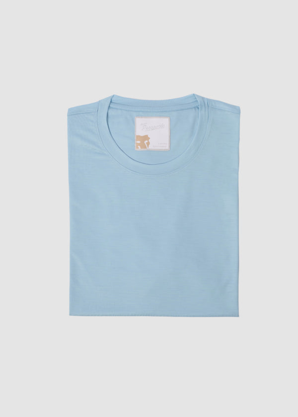 PESCAROLO MERINO WOOL T-SHIRT IN SKY BLUE