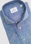 EMANUEL BERG SHORT SLEEVE SPORT SHIRT IN NAVY WITH FULL BUTTON KNITQ