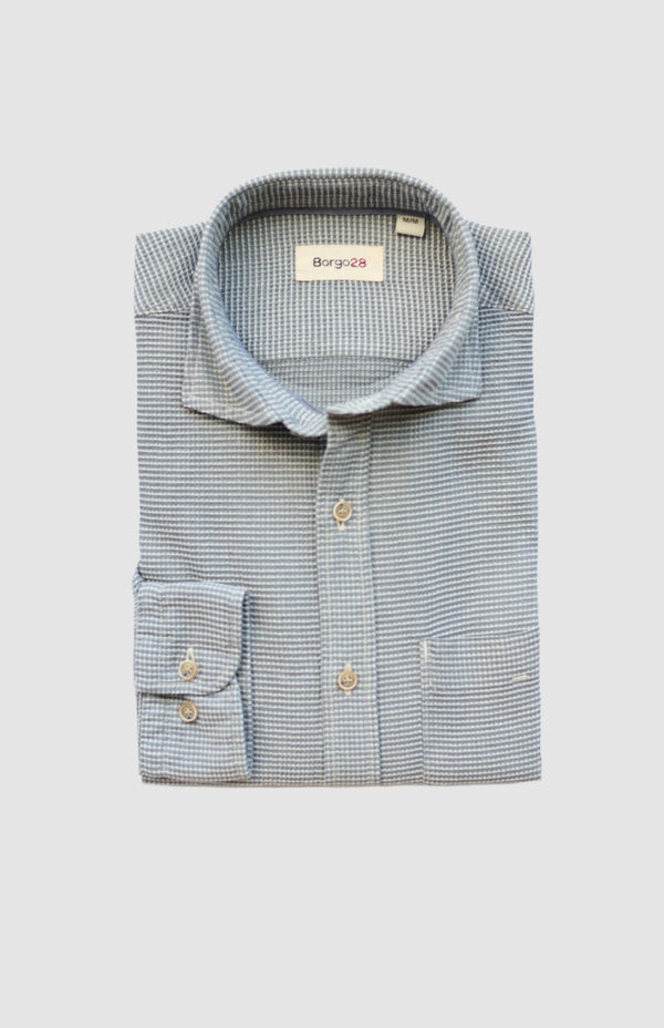 Button-Front Waffle Shirt in Grey