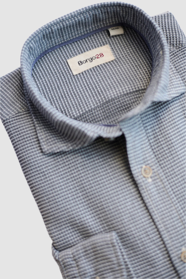 Button-Front Waffle Shirt in Grey