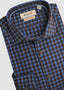 BORGO CHECKERED LONG SLEEVE SPORT SHIRT IN BLUE BROWN GINGHAM