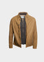 MANTO CRACKED DISTRESSED NAPPA OVERSHIRT WITH ZIP OUT BIB IN BROWN