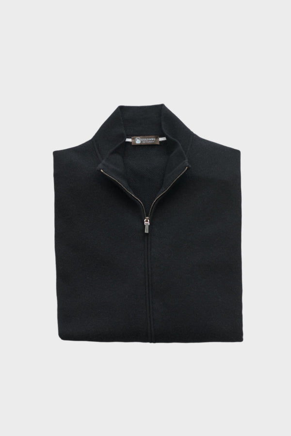 Cashmere Full Zip in Black