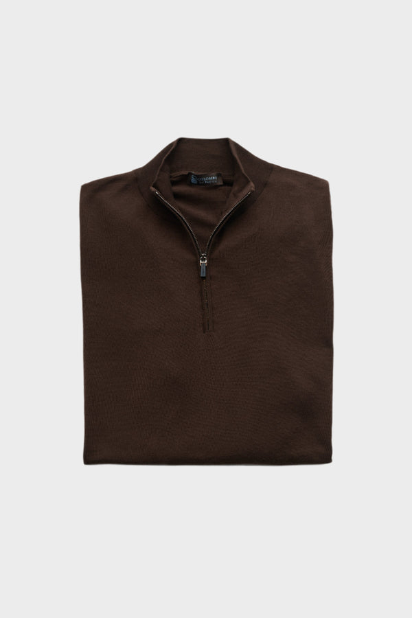 Kid Wool Quarter Zip  in Arabica