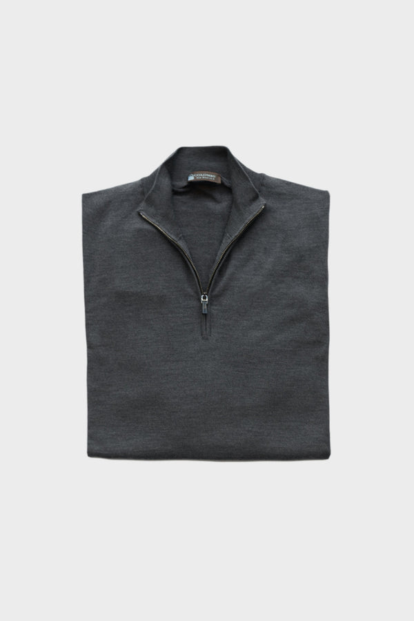 Kid Wool Quarter Zip in Grigio Melange