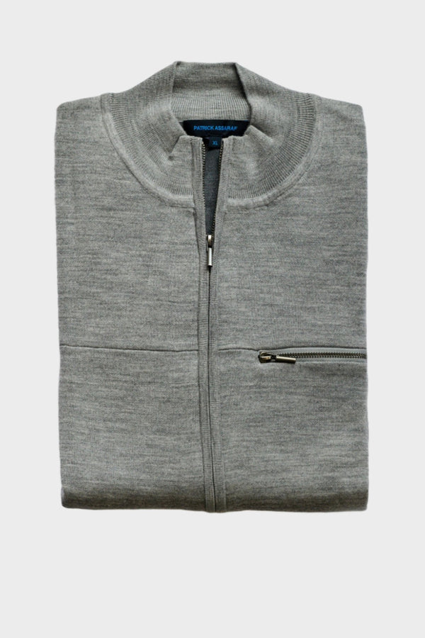 Merino Double Face Full Zip in Mist Shadow