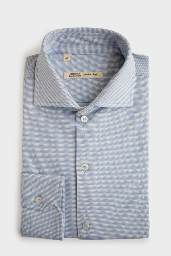 Long Sleeve Sport Shirt in Blue & White