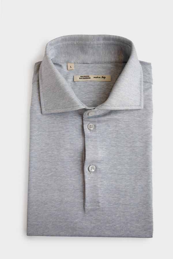 Short Sleeve Knit Polo in Grey