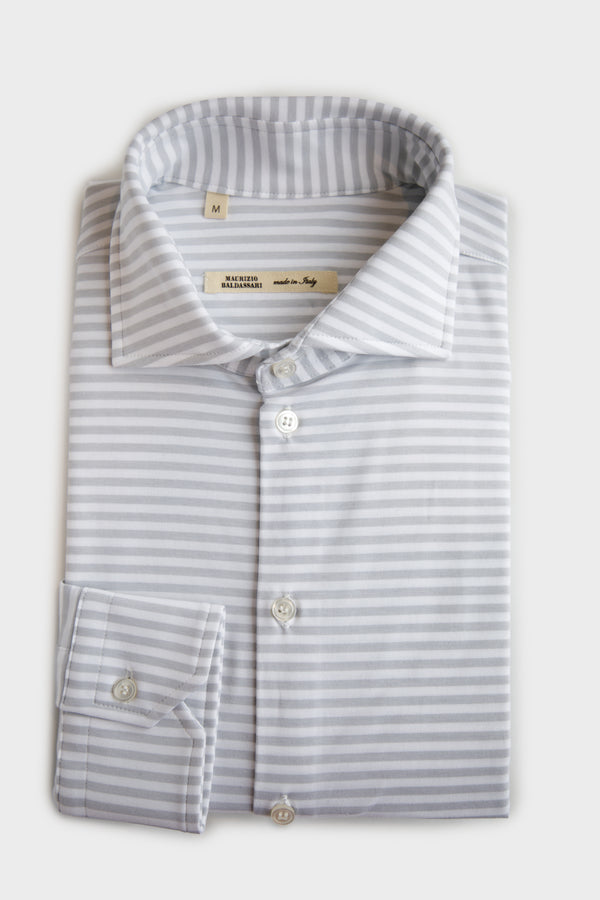 Long Sleeve Sport Shirt in Grey Stripe
